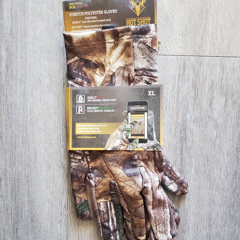 Hot Shot Stretch Polyester Camo Gloves Men XL